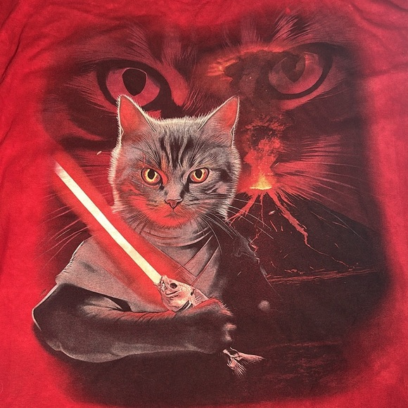 The Mountain Star Wars Theme Cat Red Tie-Dye Shirt Anakin New Mens 2XL - Picture 3 of 11